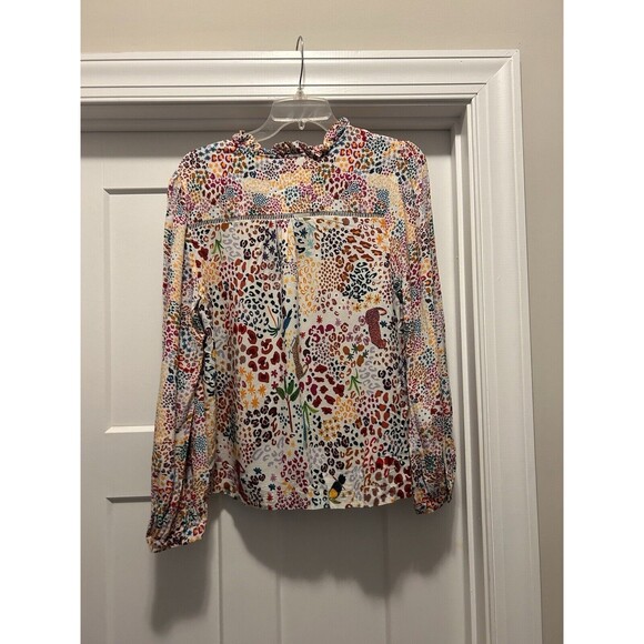 Emily Lovelock Eva Floral Animal Pattern Blouse Size 8-10 Boho Preppy Designer - Picture 6 of 6